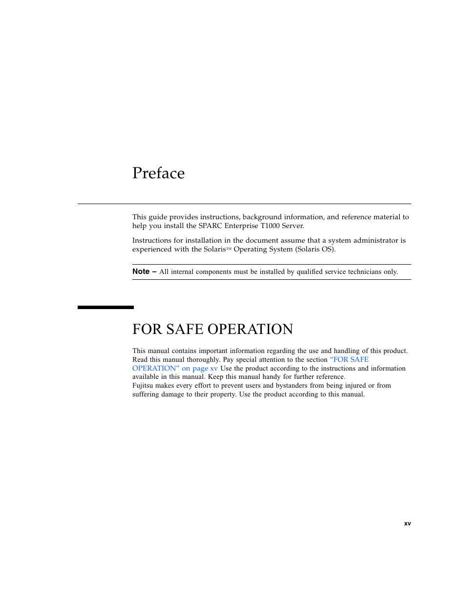 Preface, For safe operation | FUJITSU T1000 User Manual | Page 17 / 84