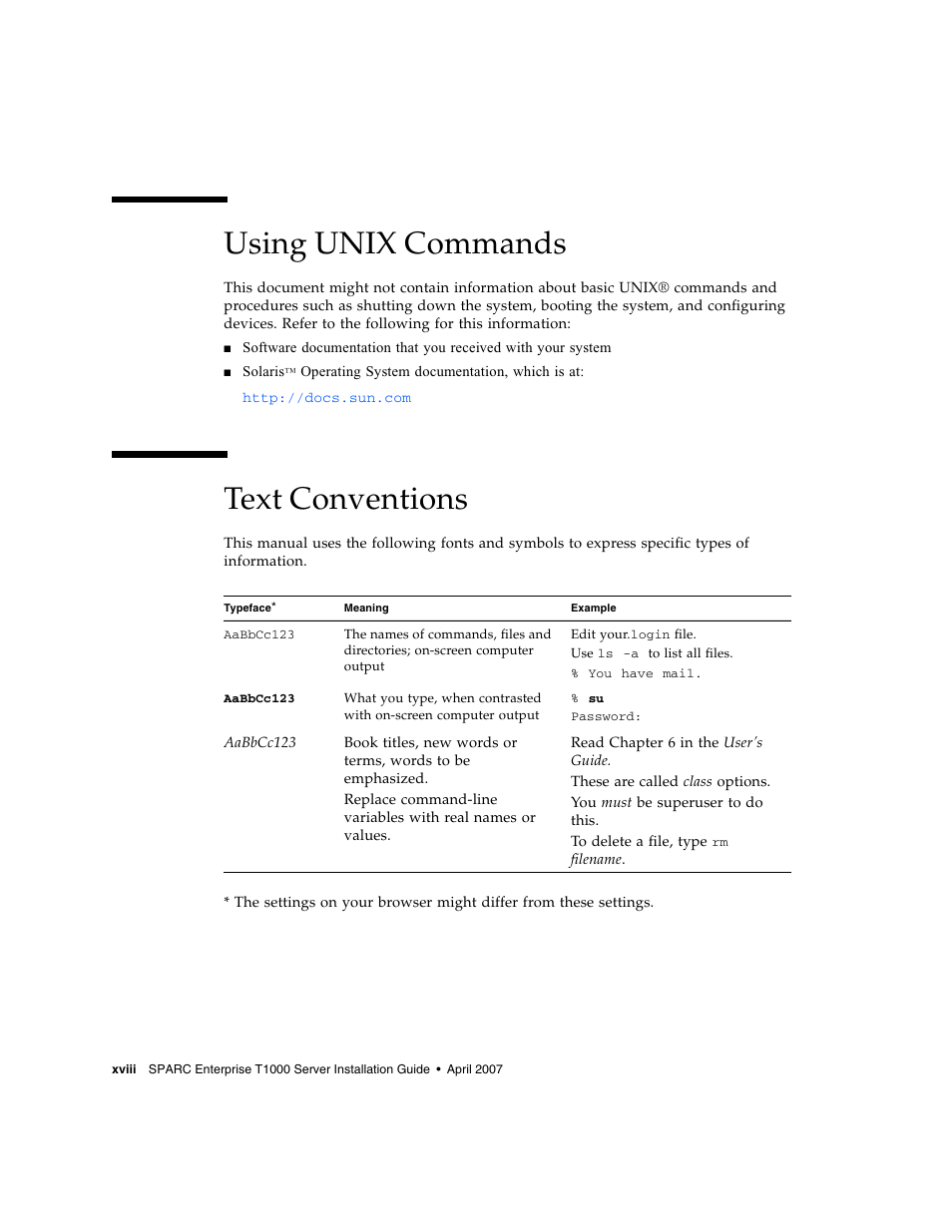 Using unix commands, Text conventions | FUJITSU T1000 User Manual | Page 20 / 84