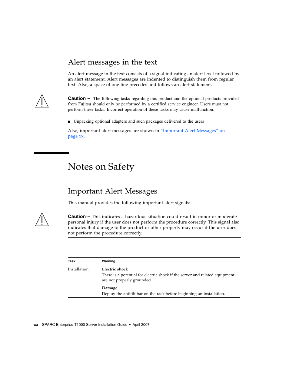 Alert messages in the text, Important alert messages | FUJITSU T1000 User Manual | Page 22 / 84