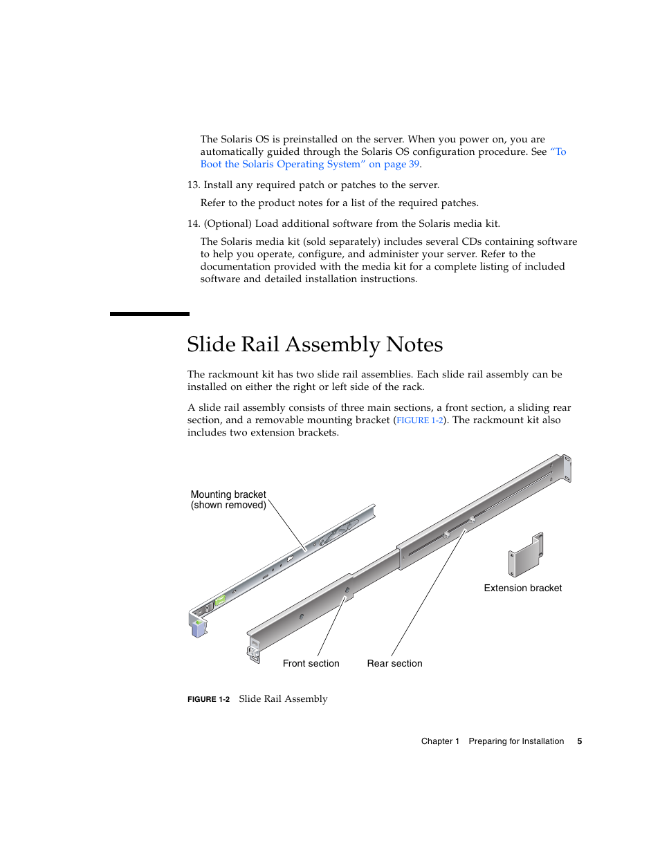 Slide rail assembly notes, Figure 1-2 | FUJITSU T1000 User Manual | Page 31 / 84