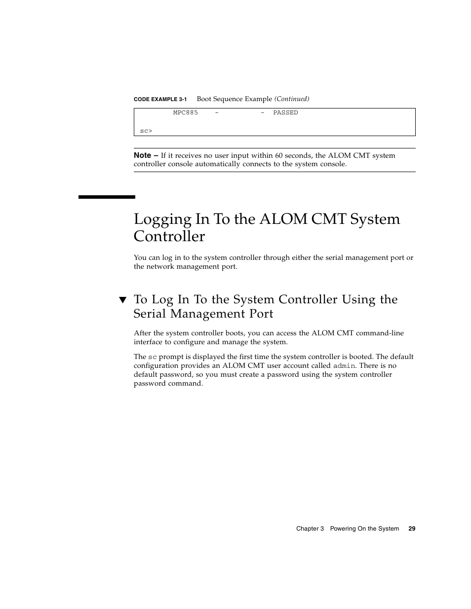 Logging in to the alom cmt system controller, To log in to the system controller | FUJITSU T1000 User Manual | Page 55 / 84