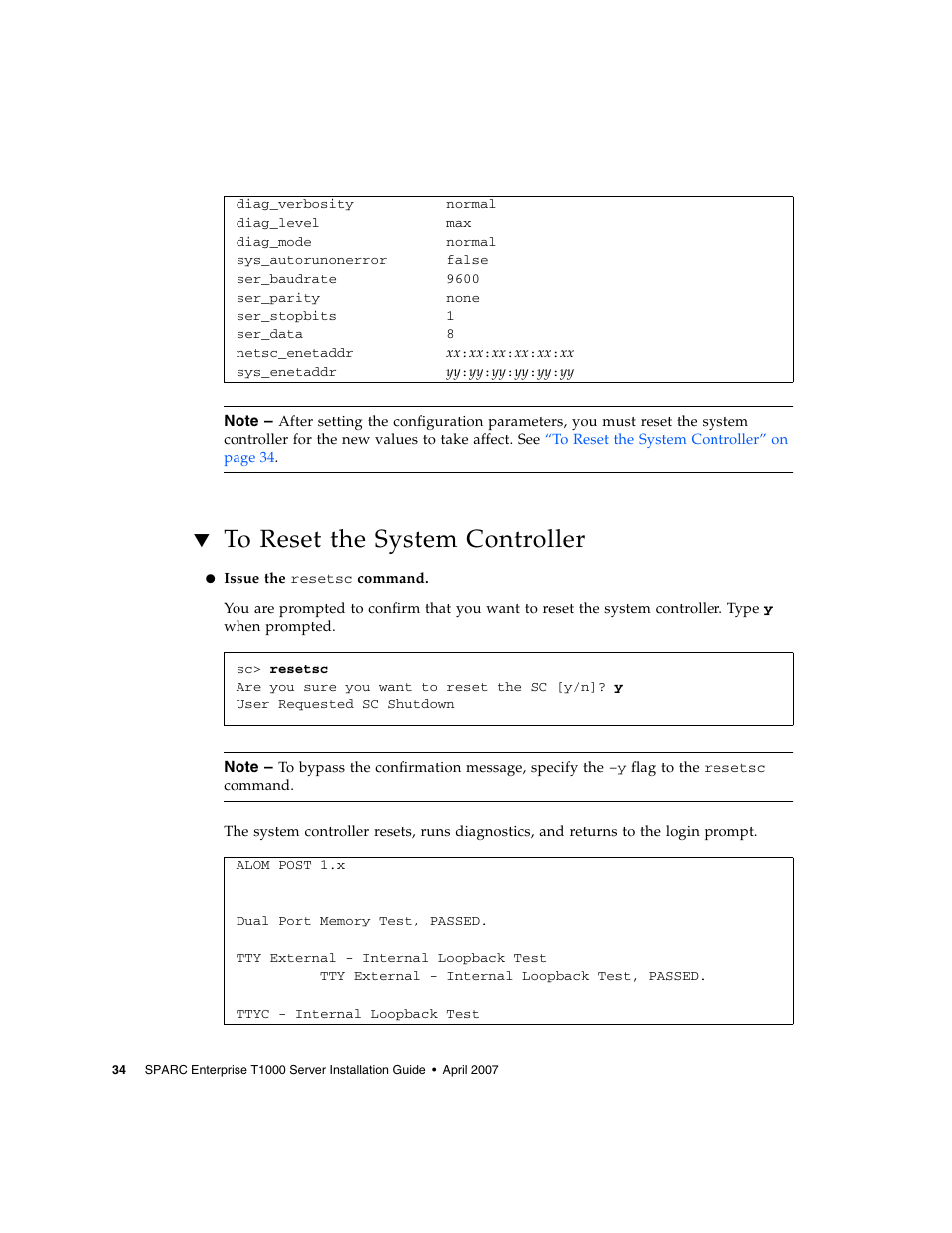 To reset the system controller, To reset | FUJITSU T1000 User Manual | Page 60 / 84