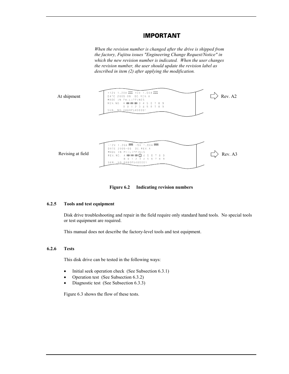 5 tools and test equipment, 6 tests | FUJITSU MAX3073FC User Manual | Page 87 / 112