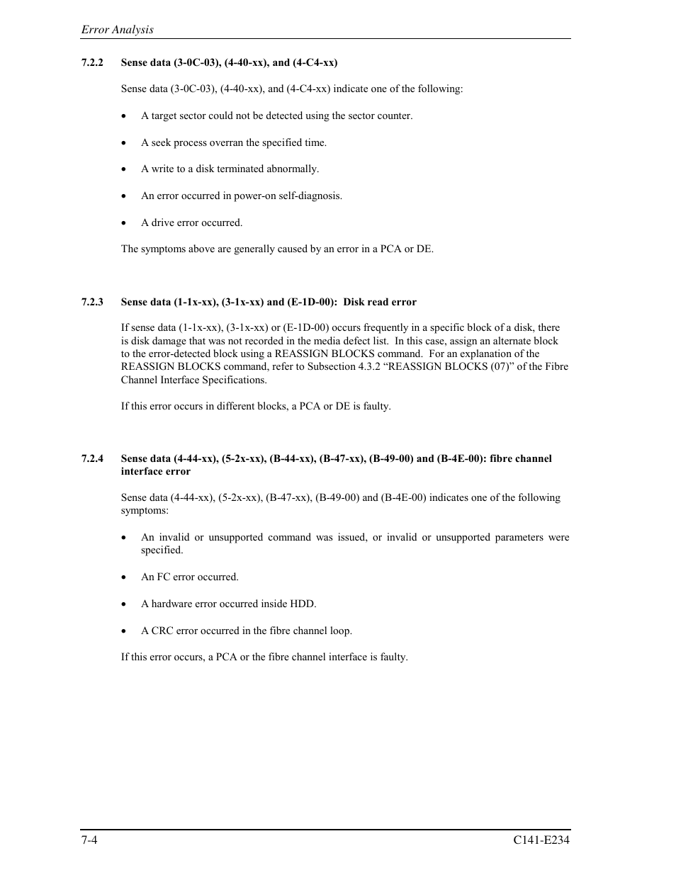 2 sense data (3-0c-03), (4-40-xx), and (4-c4-xx) | FUJITSU MAX3073FC User Manual | Page 98 / 112