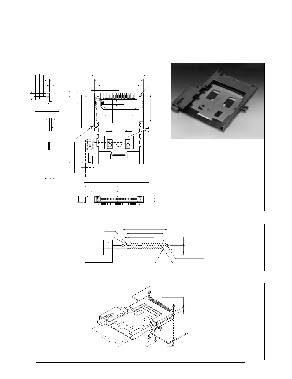 560h series connector conforming to ver. 4, Pc board mounting hole layout (mounting side), Mounting example | Unit: mm (in.) | FUJITSU 560H User Manual | Page 10 / 21