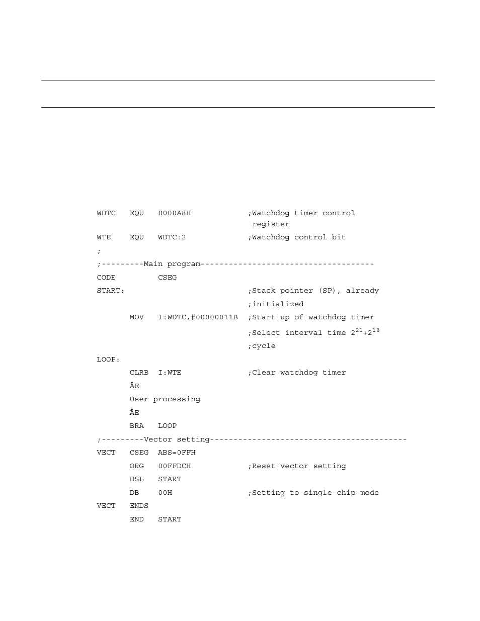 6 program examples of watchdog timer, Program examples of watchdog timer | FUJITSU F2MCTM-16LX User Manual | Page 224 / 682