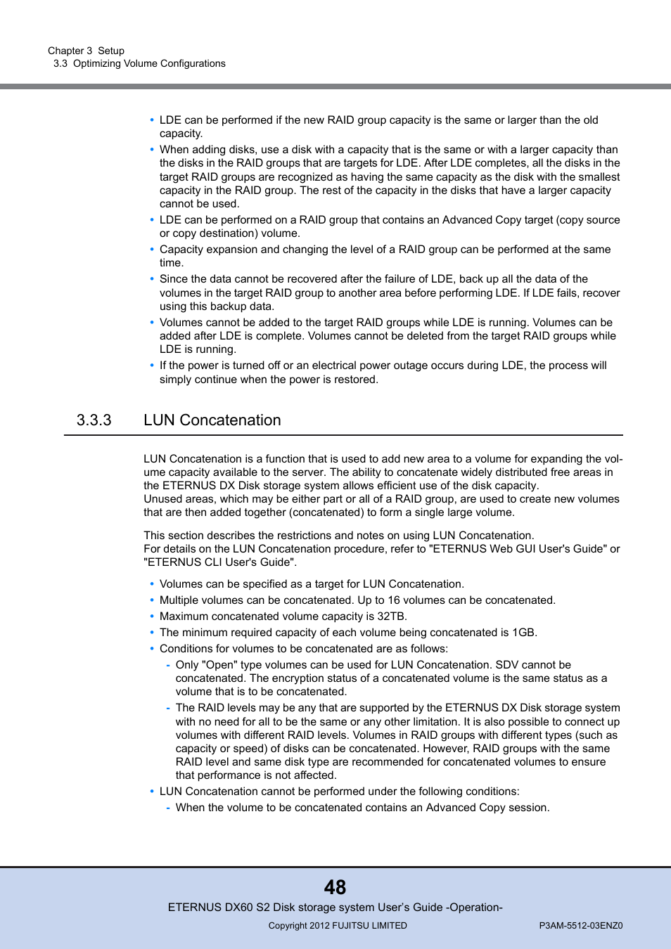 3 lun concatenation, Lun concatenation | FUJITSU Disk Storage System DX60 User Manual | Page 48 / 122