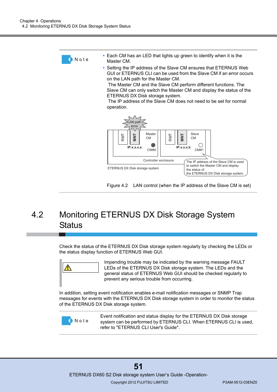 2 monitoring eternus dx disk storage system status, Monitoring eternus dx disk storage system status, Figure 4.2 | FUJITSU Disk Storage System DX60 User Manual | Page 51 / 122
