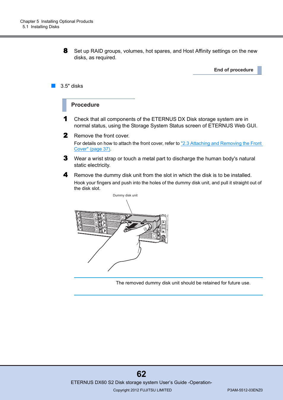 FUJITSU Disk Storage System DX60 User Manual | Page 62 / 122