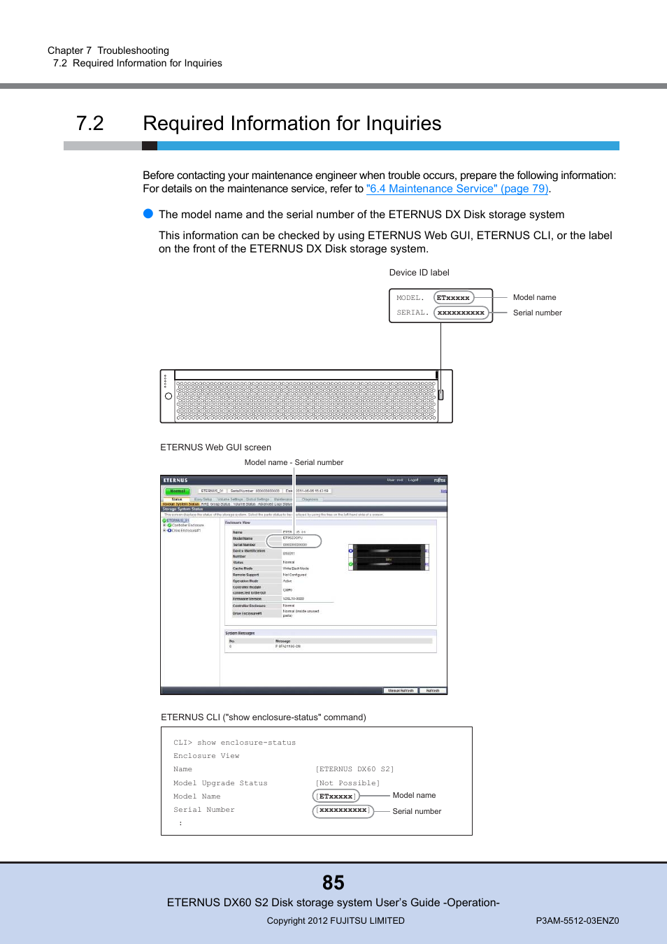 2 required information for inquiries, Required information for inquiries | FUJITSU Disk Storage System DX60 User Manual | Page 85 / 122