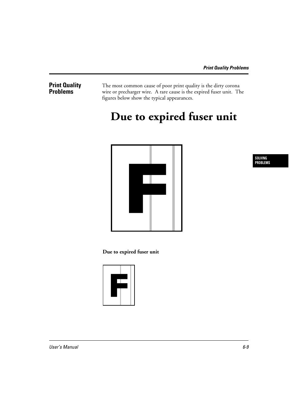 Due to expired fuser unit, Blurred black vertical line | FUJITSU 10 ppm User Manual | Page 118 / 146