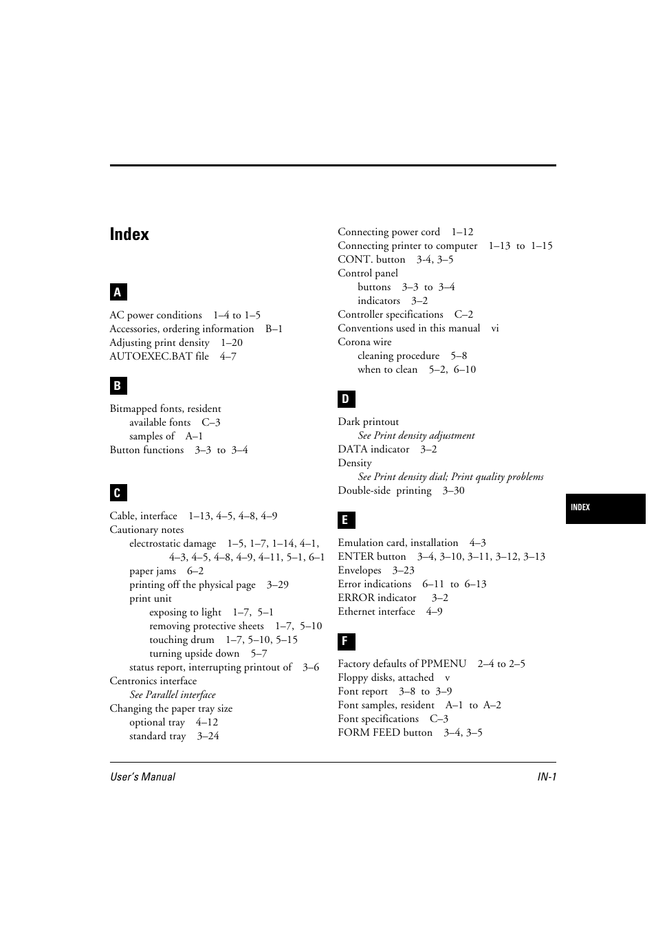 Index | FUJITSU 10 ppm User Manual | Page 142 / 146