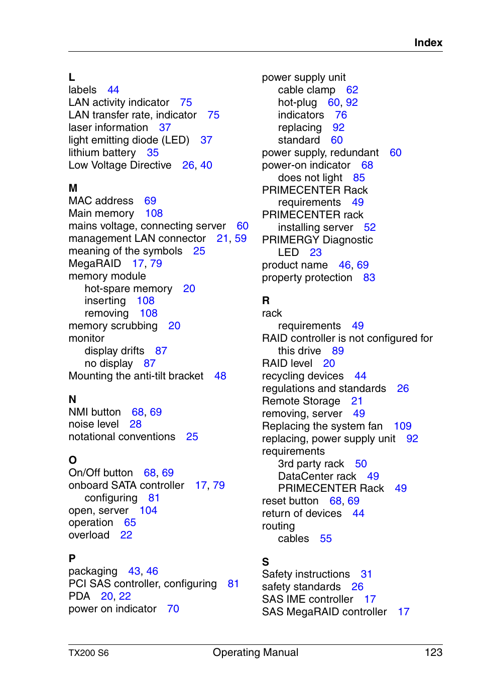 FUJITSU Server TX200 S6 User Manual | Page 123 / 126