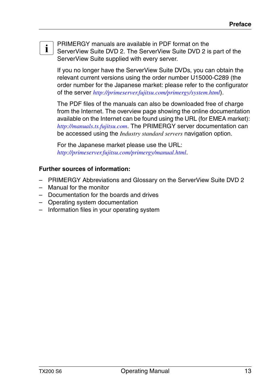 FUJITSU Server TX200 S6 User Manual | Page 13 / 126