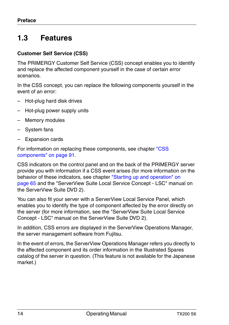 Features, 3 features | FUJITSU Server TX200 S6 User Manual | Page 14 / 126