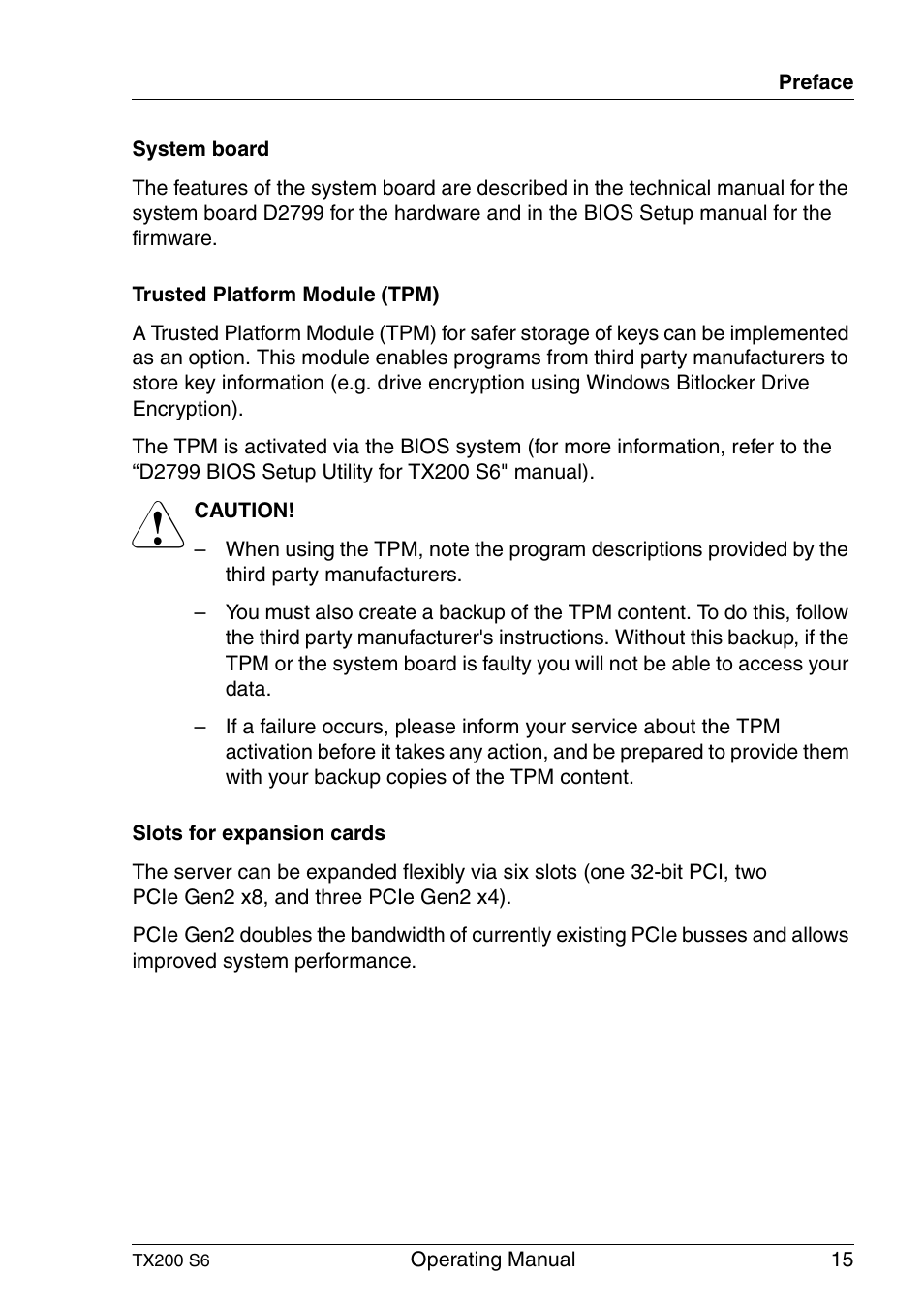 FUJITSU Server TX200 S6 User Manual | Page 15 / 126