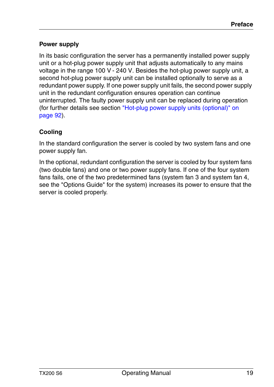 FUJITSU Server TX200 S6 User Manual | Page 19 / 126