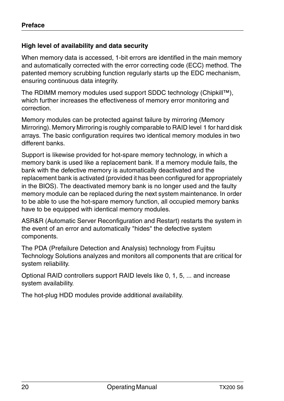 FUJITSU Server TX200 S6 User Manual | Page 20 / 126