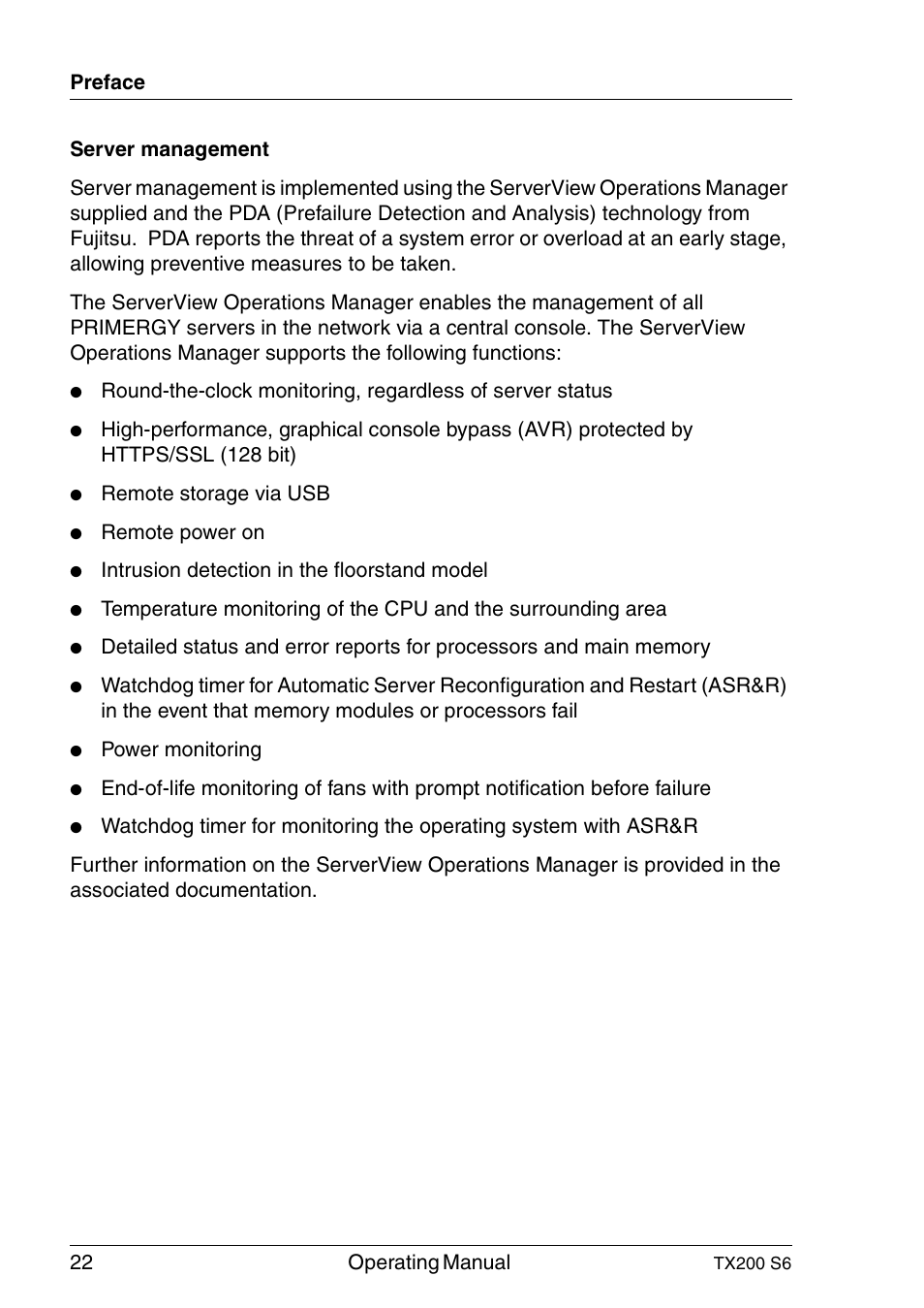 FUJITSU Server TX200 S6 User Manual | Page 22 / 126