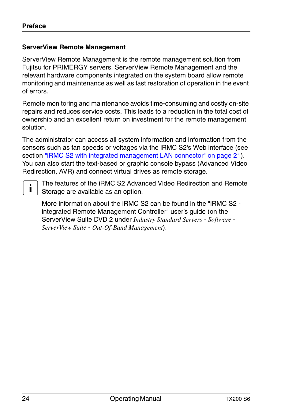 FUJITSU Server TX200 S6 User Manual | Page 24 / 126