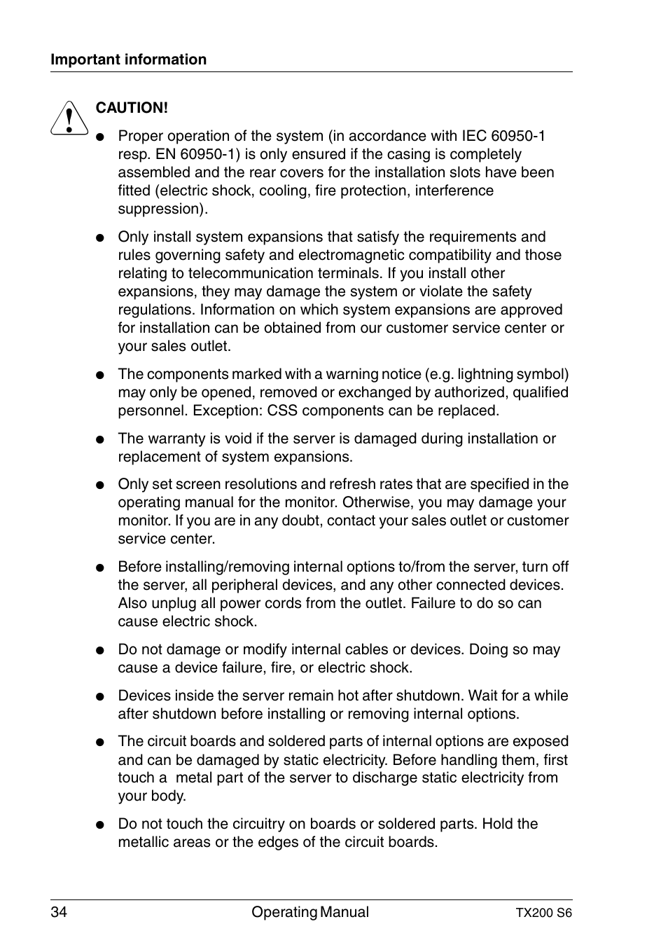 FUJITSU Server TX200 S6 User Manual | Page 34 / 126