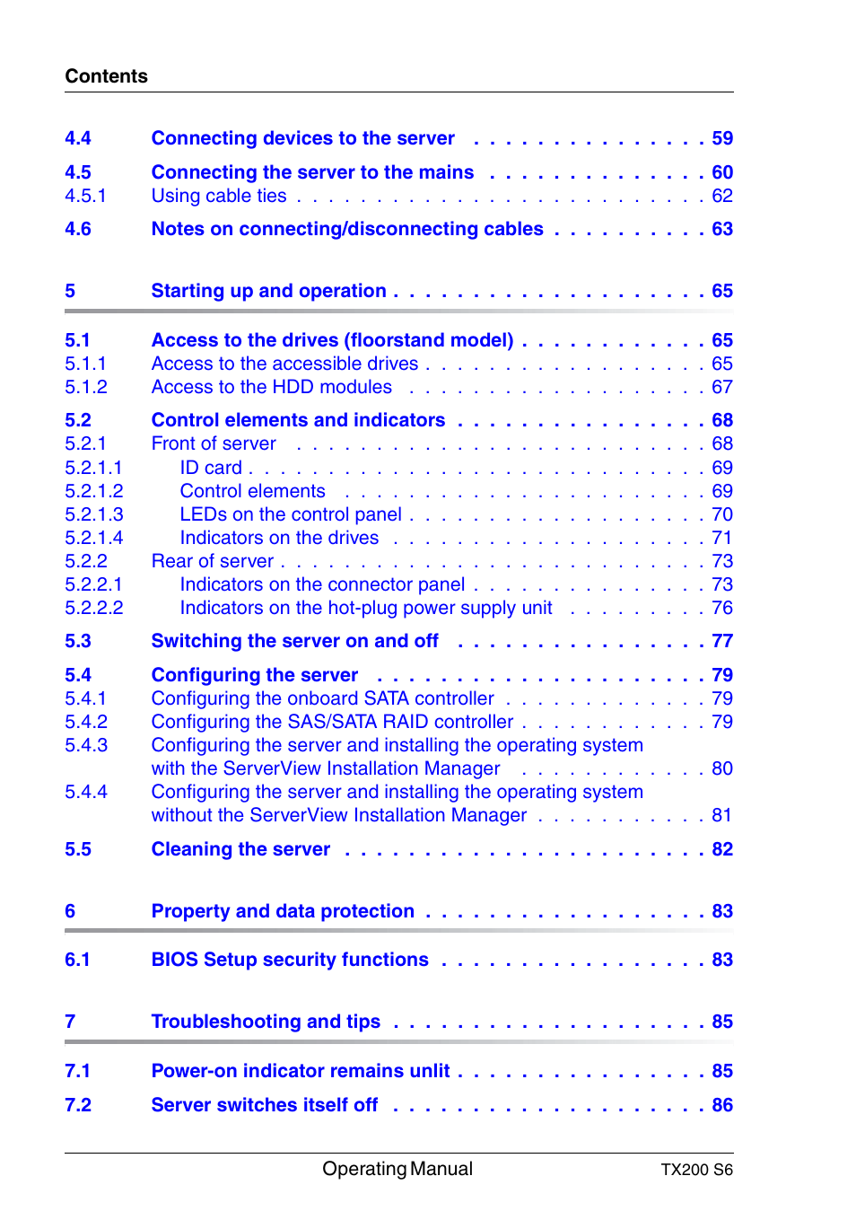 FUJITSU Server TX200 S6 User Manual | Page 8 / 126