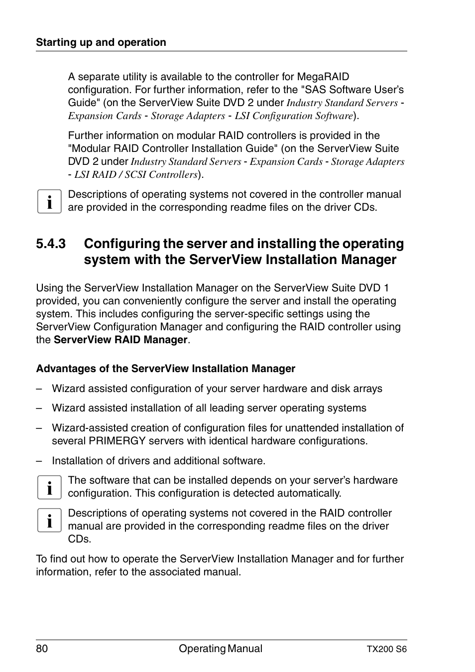 Configuring the, Configuring the server and installing | FUJITSU Server TX200 S6 User Manual | Page 80 / 126