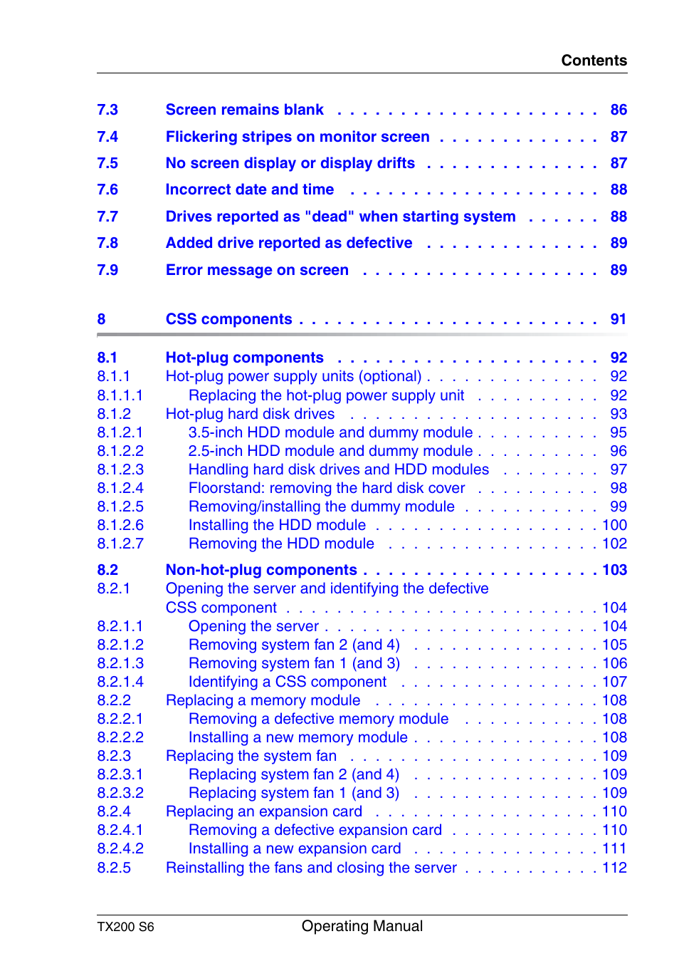 FUJITSU Server TX200 S6 User Manual | Page 9 / 126