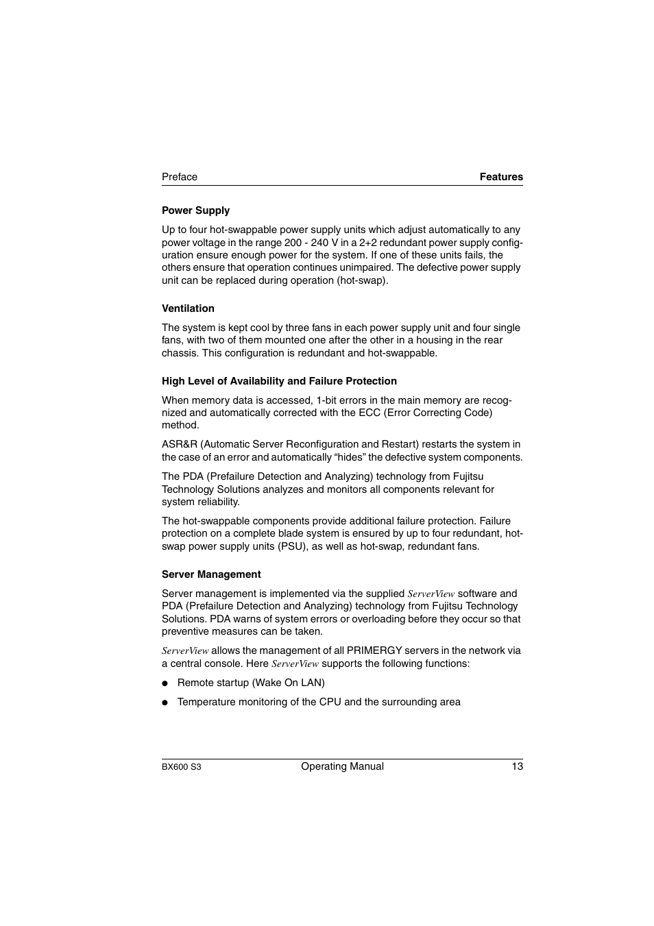 FUJITSU PRIMERGY BX600 S3 User Manual | Page 13 / 164