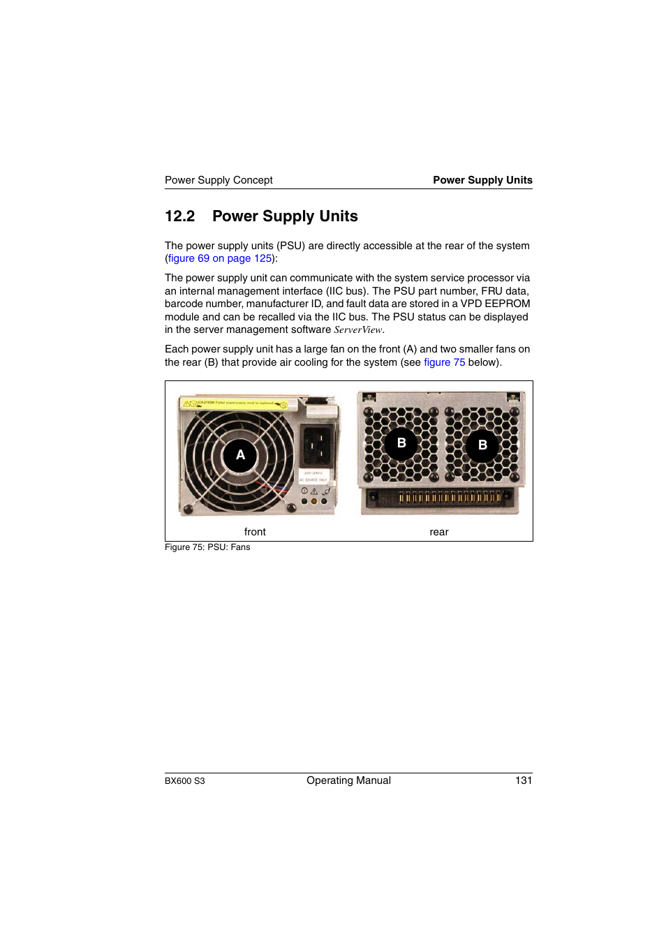 Power supply units, 2 power supply units | FUJITSU PRIMERGY BX600 S3 User Manual | Page 131 / 164