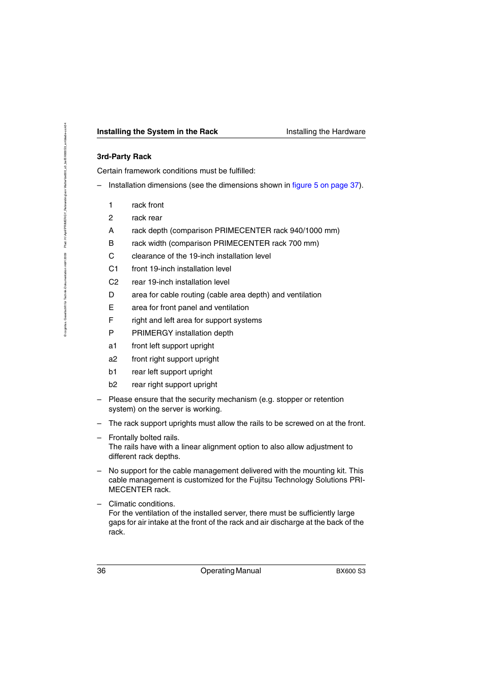 36 operating manual | FUJITSU PRIMERGY BX600 S3 User Manual | Page 36 / 164