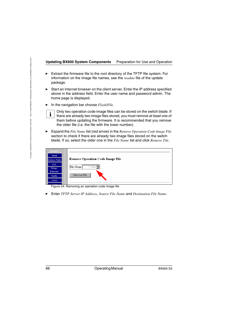 66 operating manual, Bx600 s3, Figure 24: removing an operation code image file | FUJITSU PRIMERGY BX600 S3 User Manual | Page 66 / 164