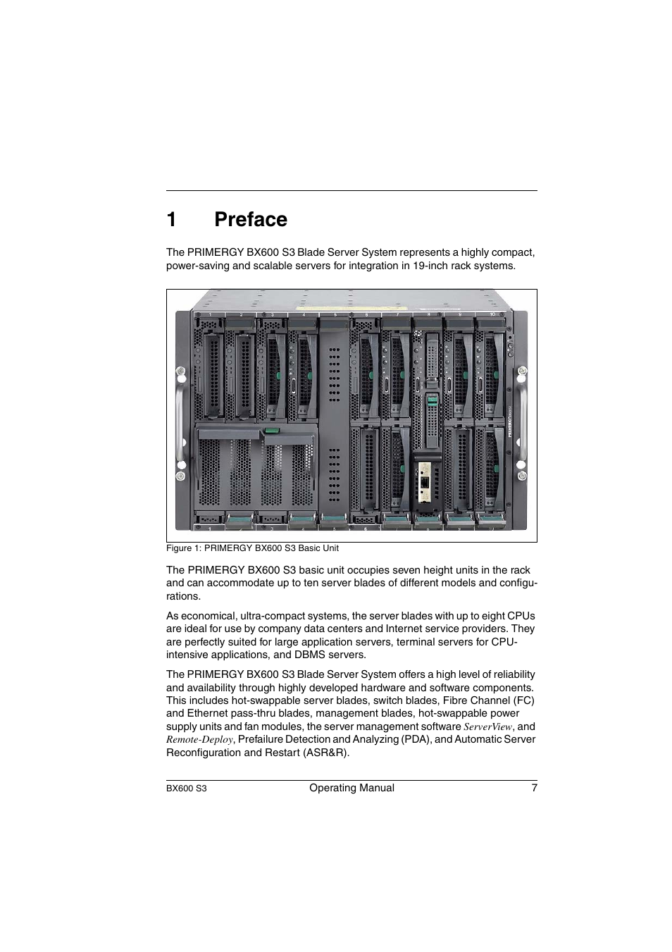 Preface, 1preface | FUJITSU PRIMERGY BX600 S3 User Manual | Page 7 / 164