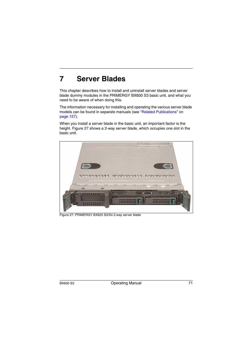 Server blades, 7server blades | FUJITSU PRIMERGY BX600 S3 User Manual | Page 71 / 164