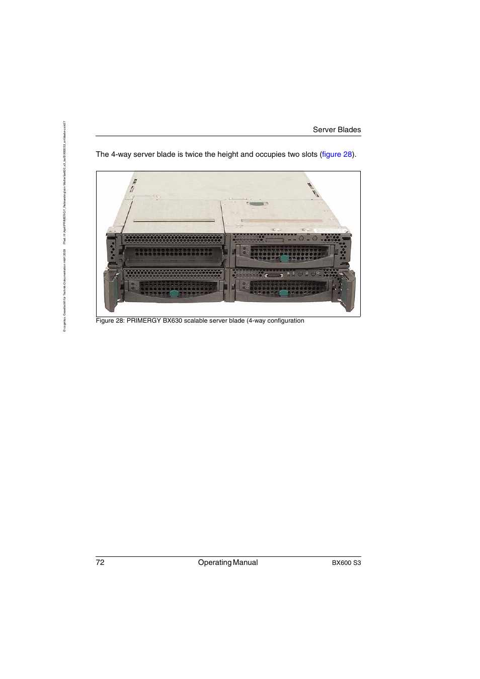 72 operating manual, Server blades, Bx600 s3 | FUJITSU PRIMERGY BX600 S3 User Manual | Page 72 / 164