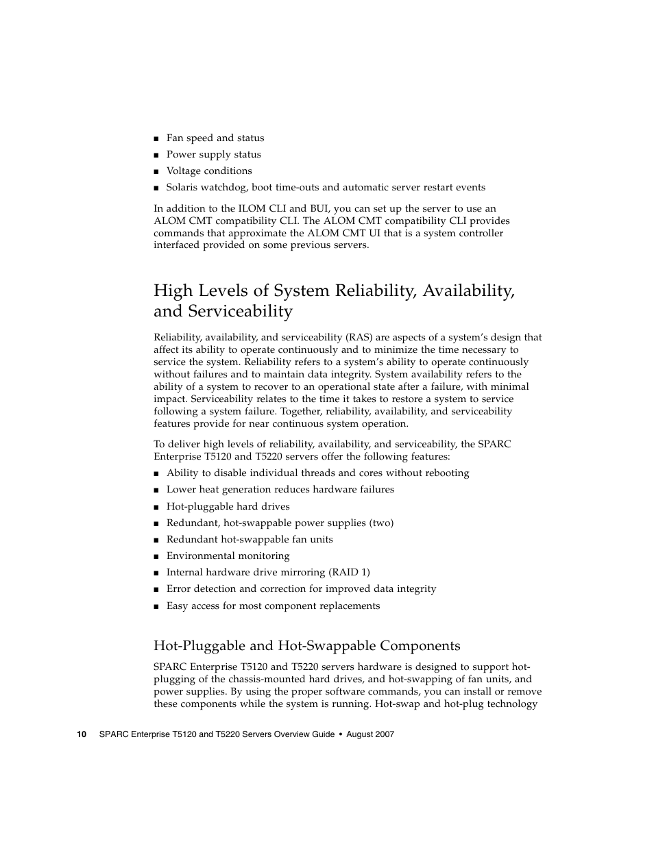 Hot-pluggable and hot-swappable components | FUJITSU SPARC ENTERPRISE T5220 User Manual | Page 26 / 34