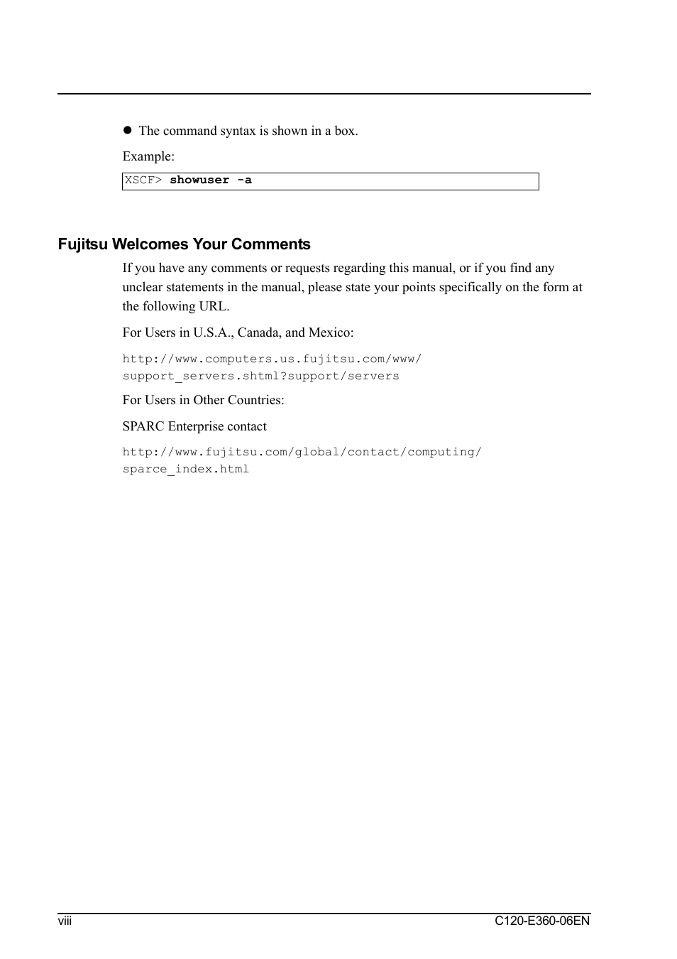 Fujitsu welcomes your comments | FUJITSU SPARC M3000 User Manual | Page 14 / 56