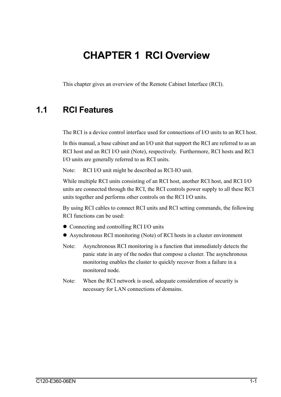 Chapter 1 rci overview, 1 rci features, Chapter 1 rci overview -1 | Rci features -1 | FUJITSU SPARC M3000 User Manual | Page 21 / 56