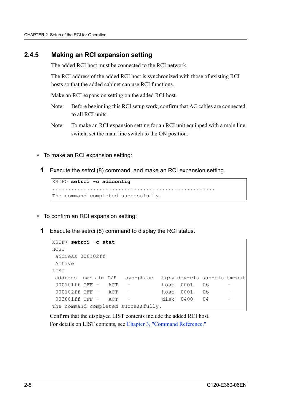 5 making an rci expansion setting, To make an rci expansion setting, To confirm an rci expansion setting | Making an rci expansion setting | FUJITSU SPARC M3000 User Manual | Page 34 / 56