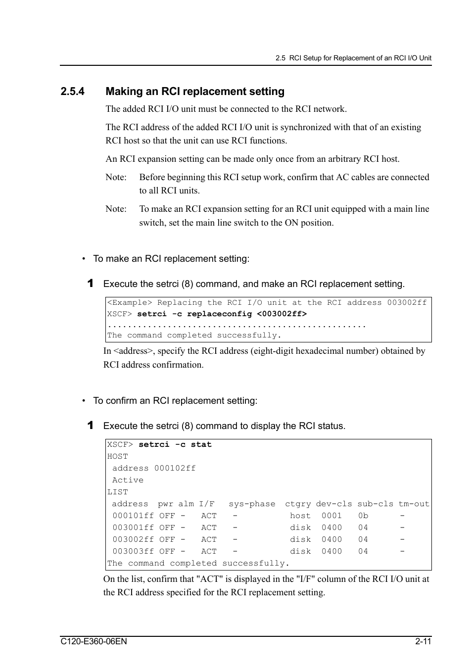 4 making an rci replacement setting, To make an rci replacement setting, To confirm an rci replacement setting | FUJITSU SPARC M3000 User Manual | Page 37 / 56