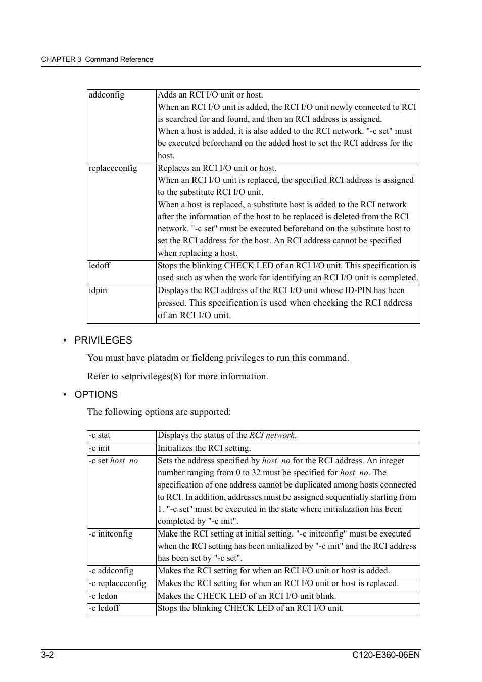 Privileges, Options, Privileges -2 options -2 | FUJITSU SPARC M3000 User Manual | Page 44 / 56