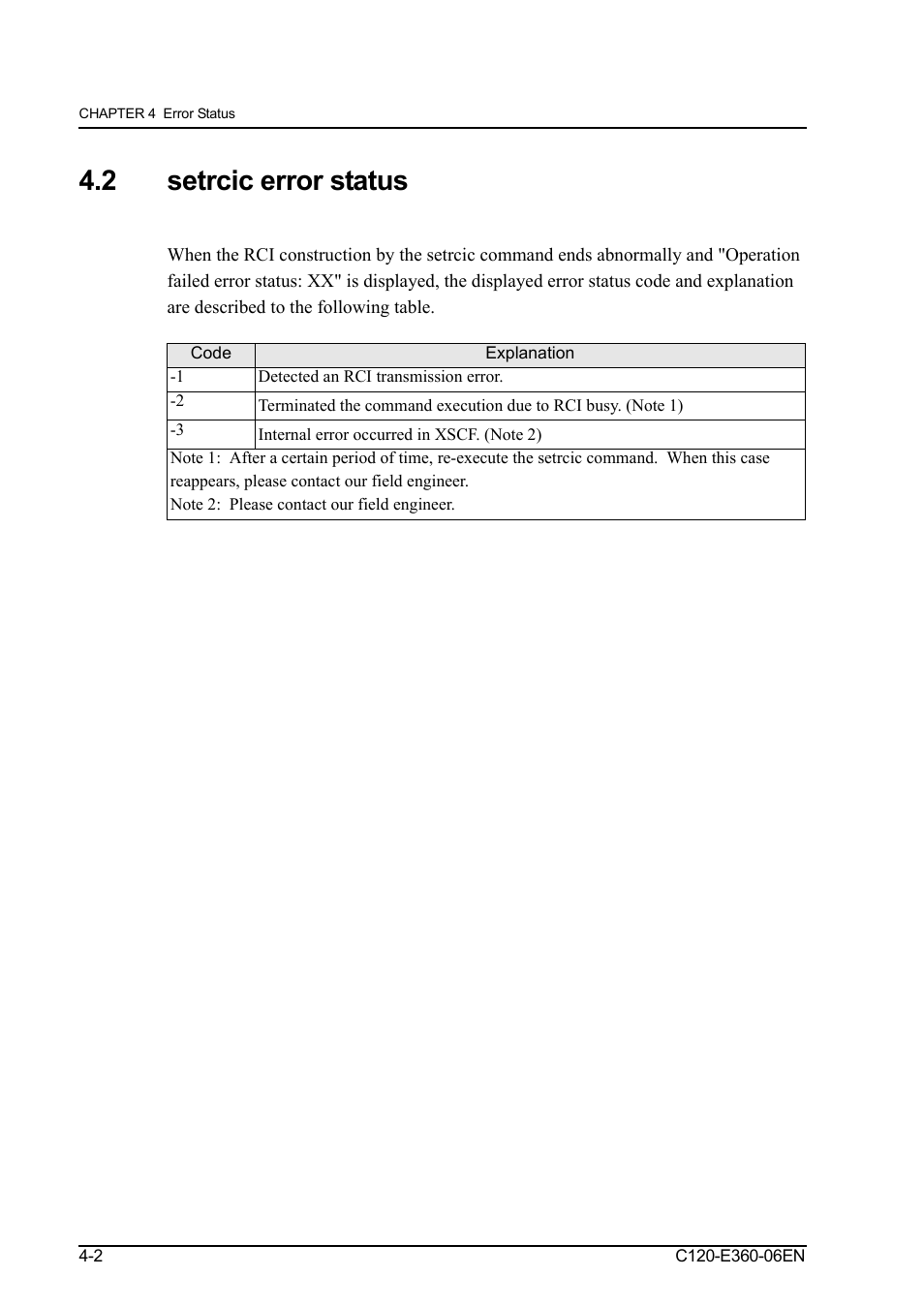 2 setrcic error status, Setrcic error status -2 | FUJITSU SPARC M3000 User Manual | Page 54 / 56