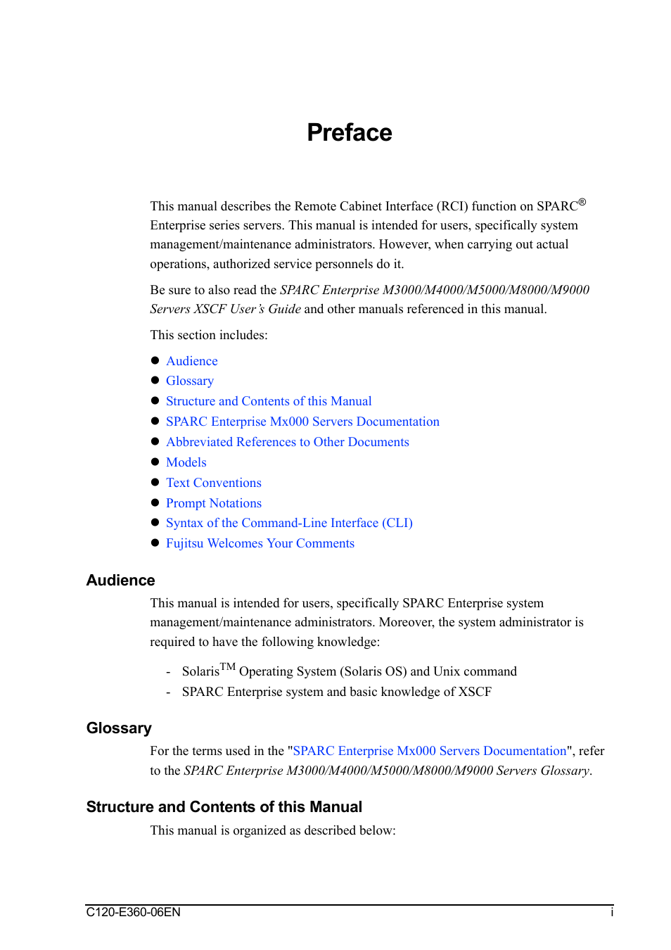 Preface | FUJITSU SPARC M3000 User Manual | Page 7 / 56