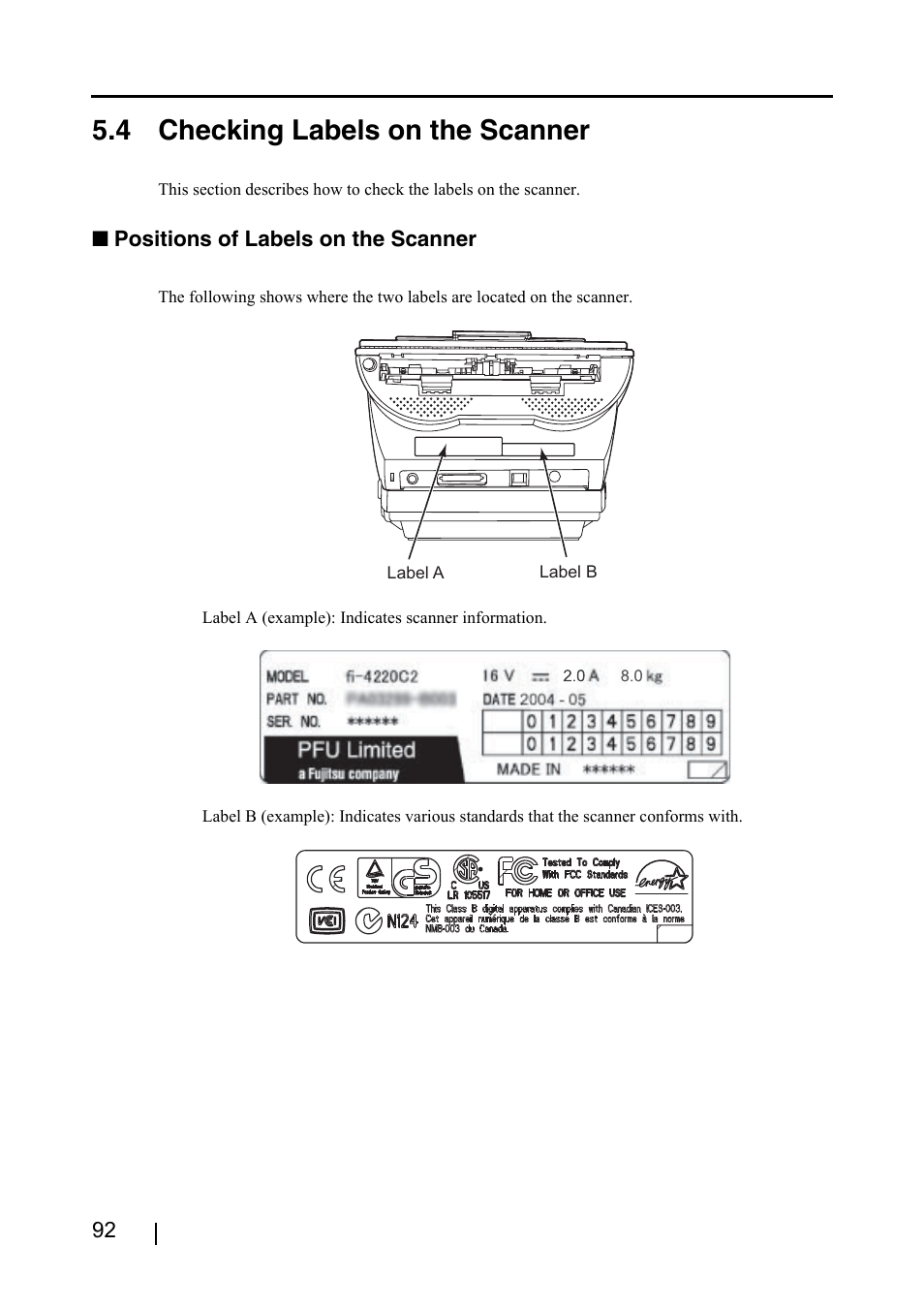 4 checking labels on the scanner | FUJITSU fi-4220C2 User Manual | Page 108 / 141