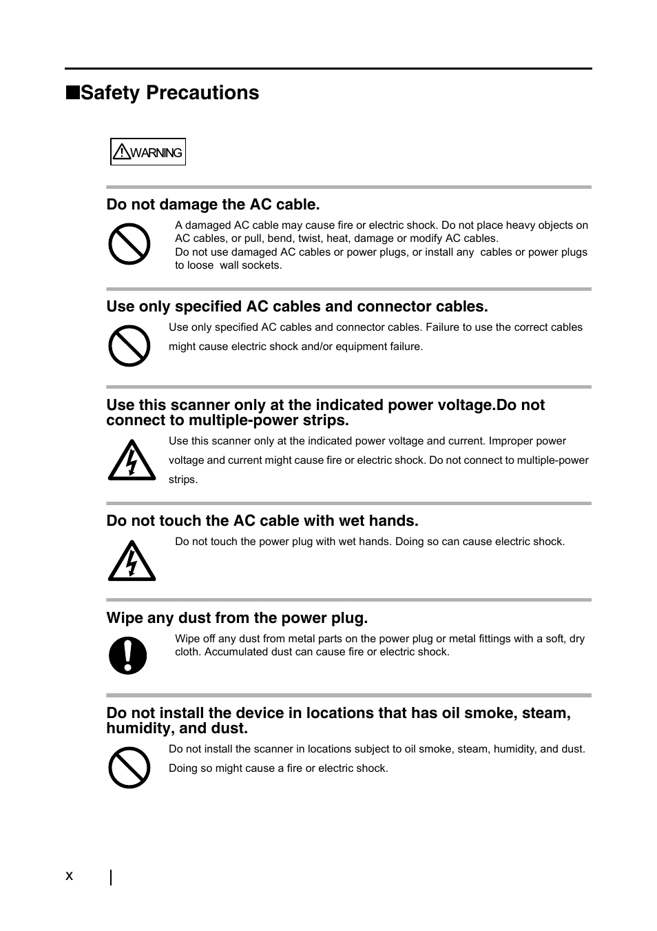 Safety precautions | FUJITSU fi-4220C2 User Manual | Page 12 / 141