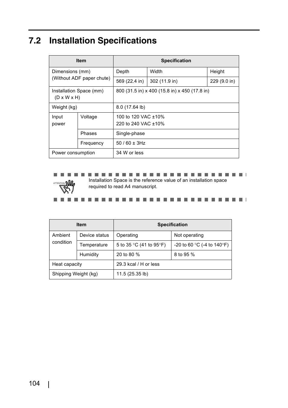 2 installation specifications | FUJITSU fi-4220C2 User Manual | Page 120 / 141