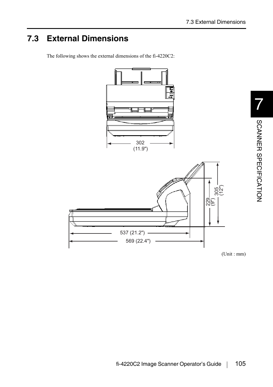 3 external dimensions | FUJITSU fi-4220C2 User Manual | Page 121 / 141