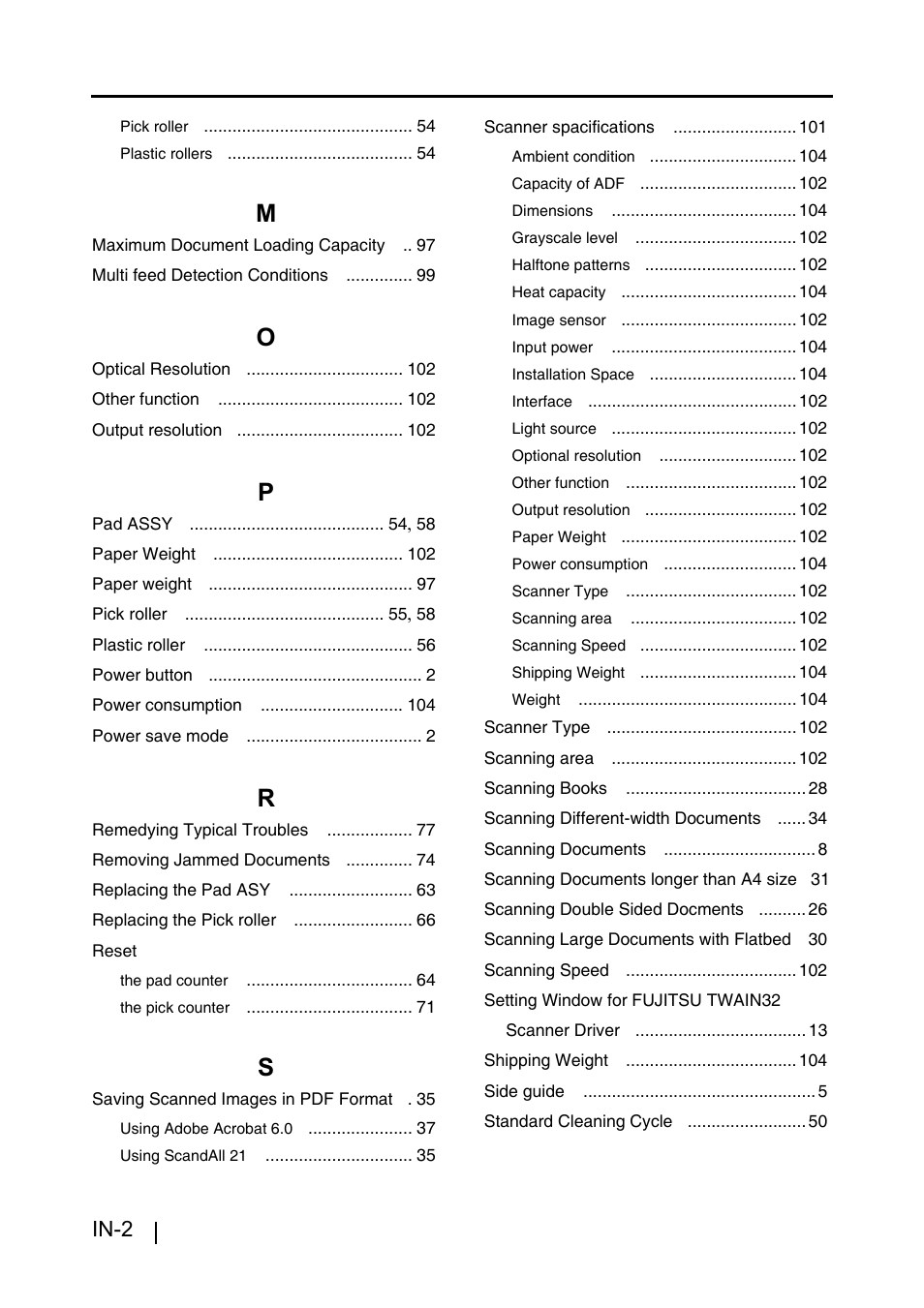 In-2 | FUJITSU fi-4220C2 User Manual | Page 138 / 141