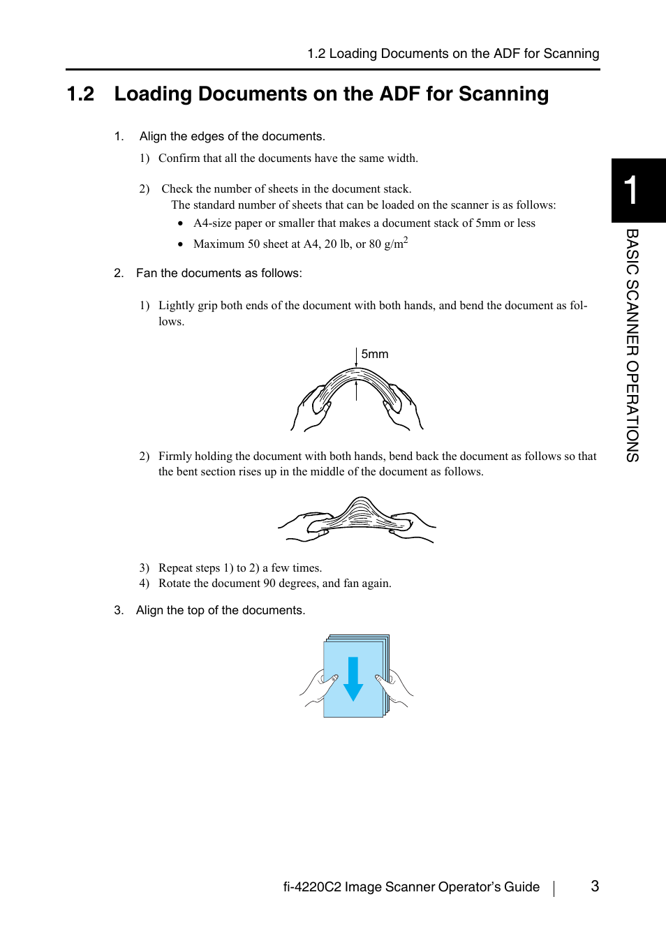 2 loading documents on the adf for scanning | FUJITSU fi-4220C2 User Manual | Page 19 / 141