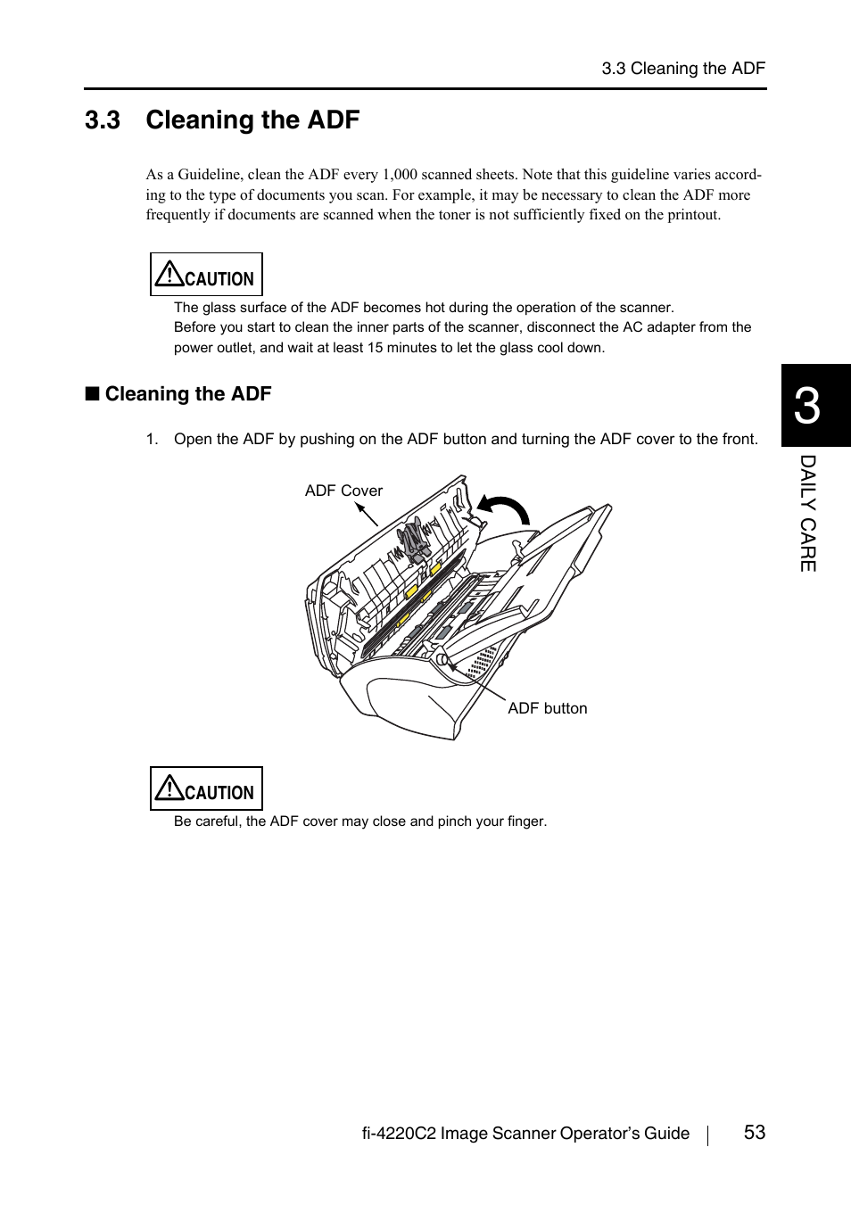 3 cleaning the adf | FUJITSU fi-4220C2 User Manual | Page 69 / 141